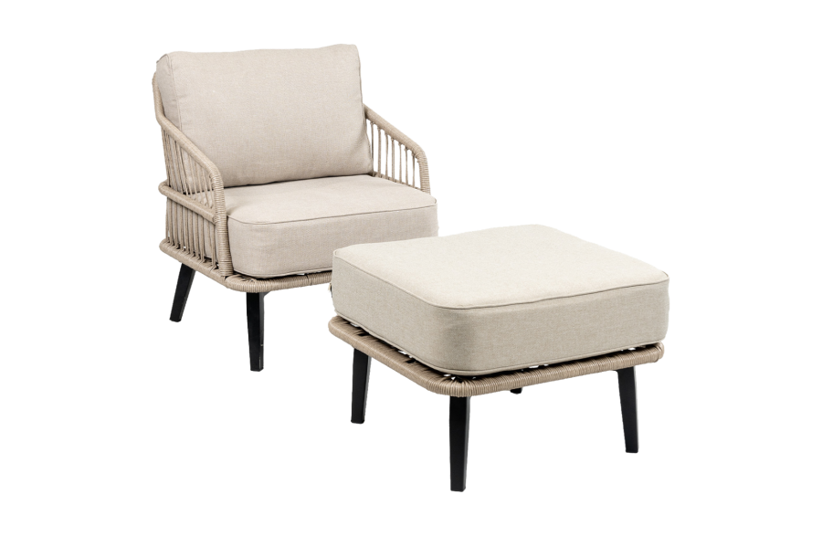 loungestoel-isabel-sand-met-hocker-sand