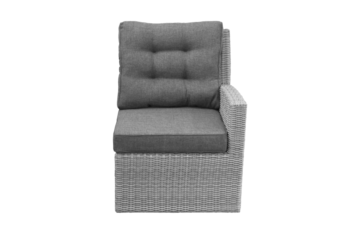 Linker bankdeel-Dublin-Mystic Grey-Wicker-aluminium frame-grey loungekussens
