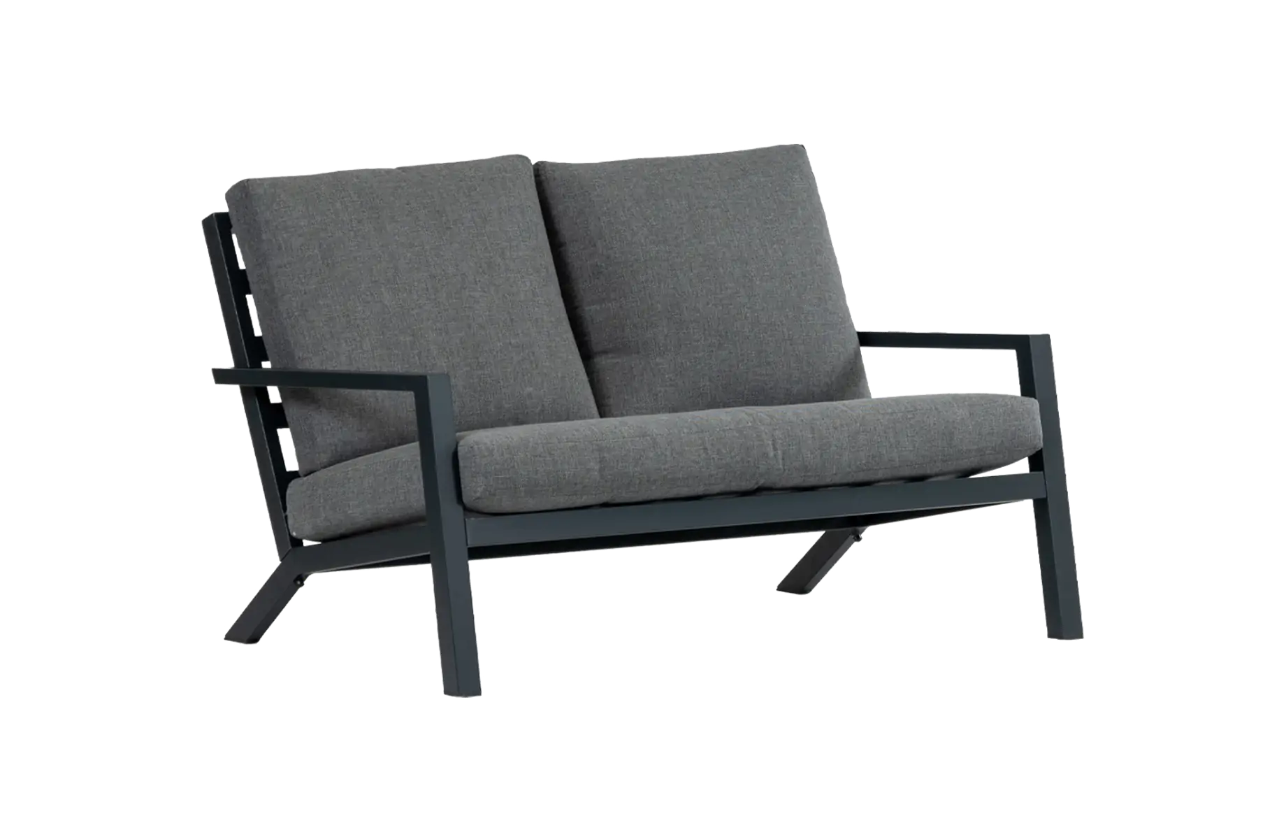 Loungebank Bezano | 2-persoons | Matt Black/Grey | Aluminium Bezano-Grey-2zits