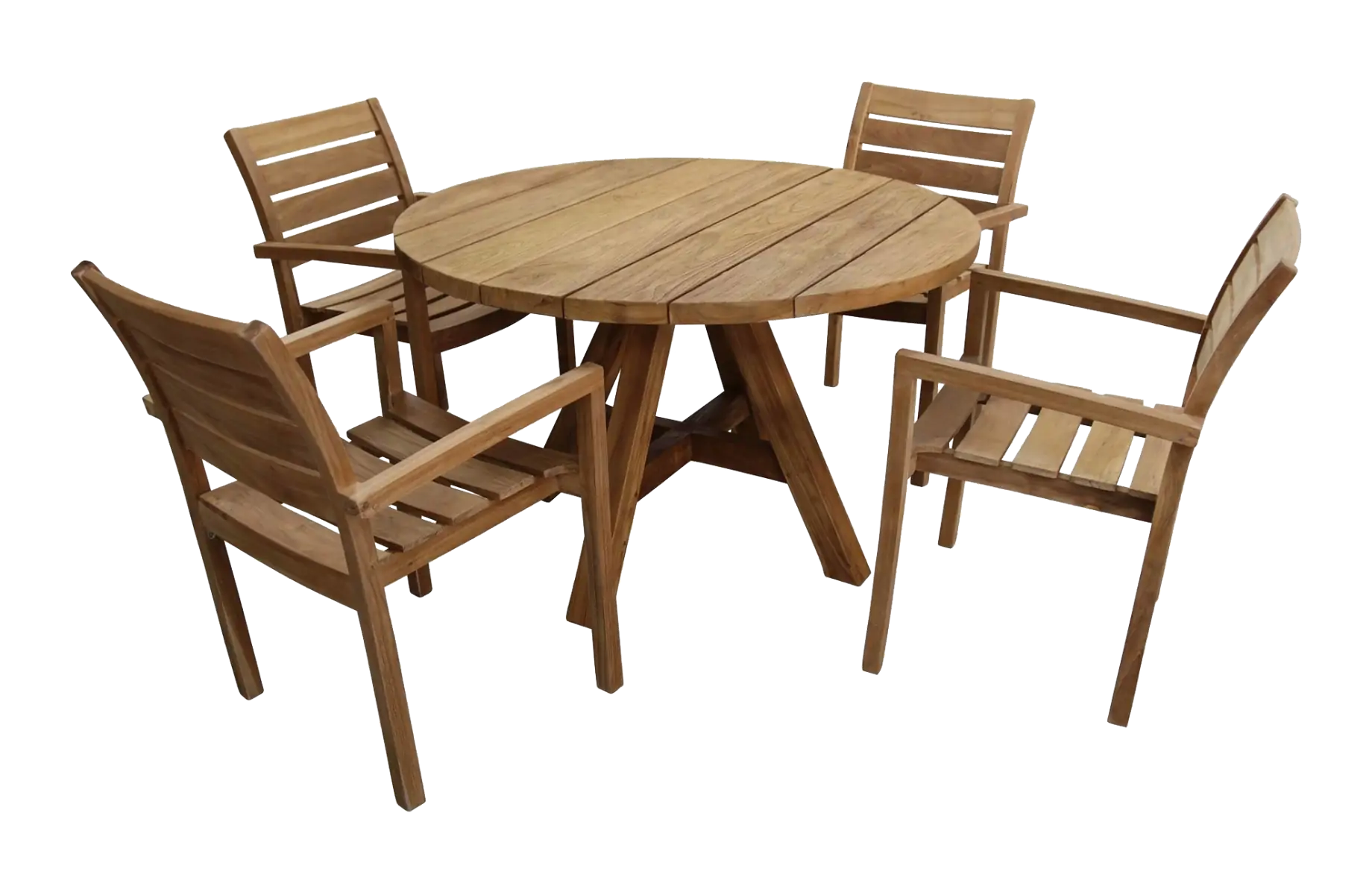 5-Teiliges rundes Garten-Set | 4 Bulu Gartenstühle | ⌀120cm Jakarta Gartentisch