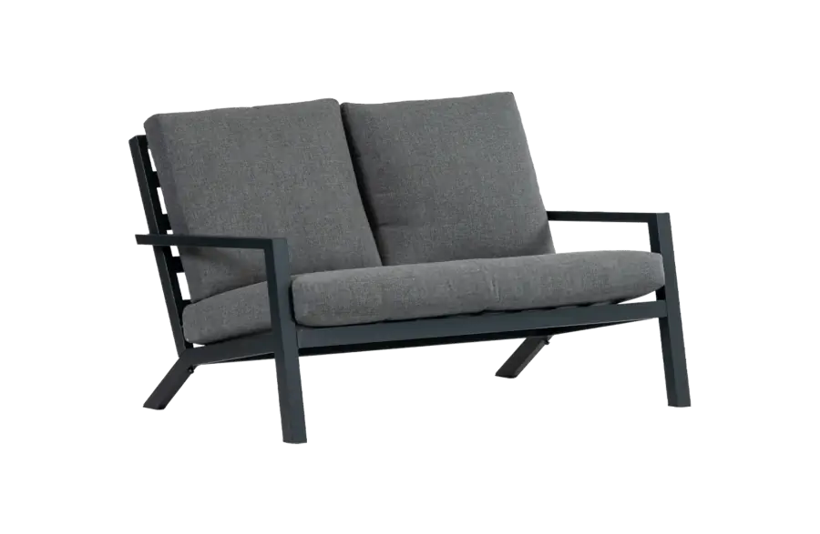 Loungebank Bezano | 2-persoons | Matt Black/Grey | Aluminium Bezano-Grey-2zits