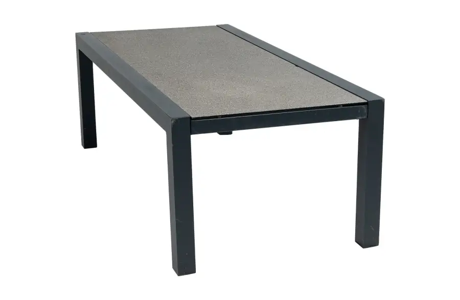 Sessel Lounge-Set Bezano | 4 Lounge-Sessel mit Beistelltisch (120 x 60 cm) | Aluminium & Creme