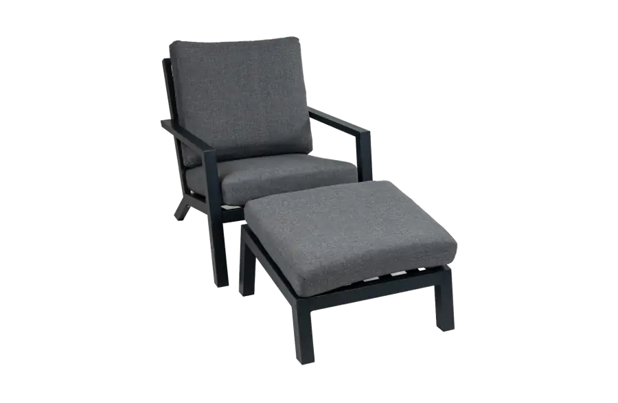 Loungesessel mit Hocker | Bezano | Aluminium | Grau
