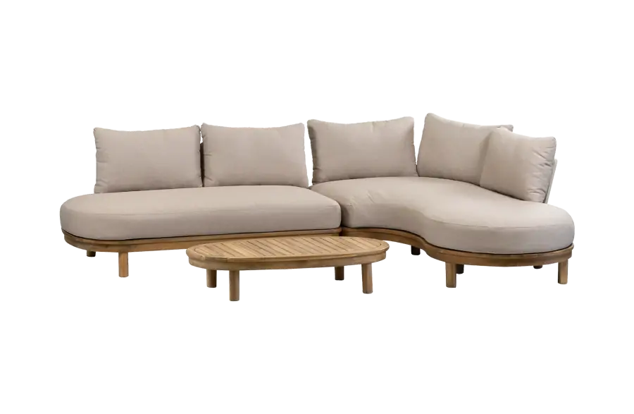 Eck-Loungeset Cancun | Akazie Teak-Optik & Sand