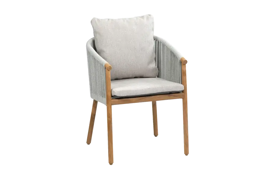 Dining-Gartenstuhl Es Vedra | Teakholz & Rope | Creme