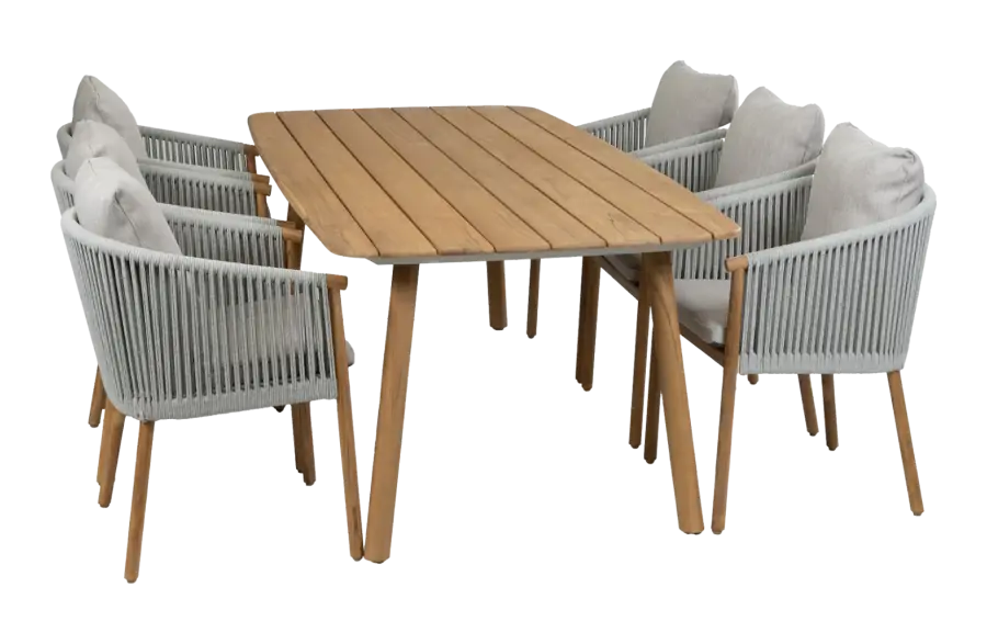7-teiliges Garten-Set Es Vedra | 6 Es Vedra Gartenstühle | Gartentisch Es Vedra 220x100cm