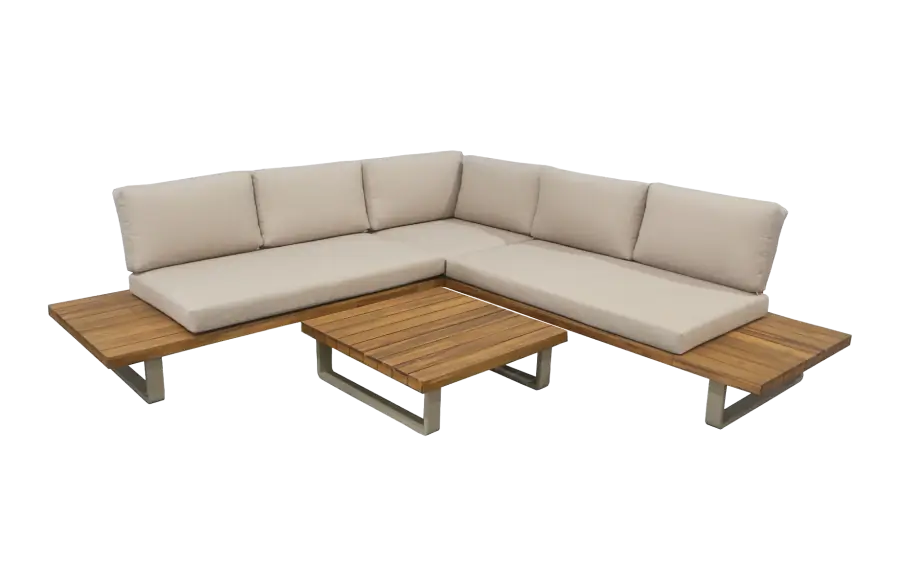Ecklounge-Set Barstano | Sand/Sable | Akazienholz und Aluminium