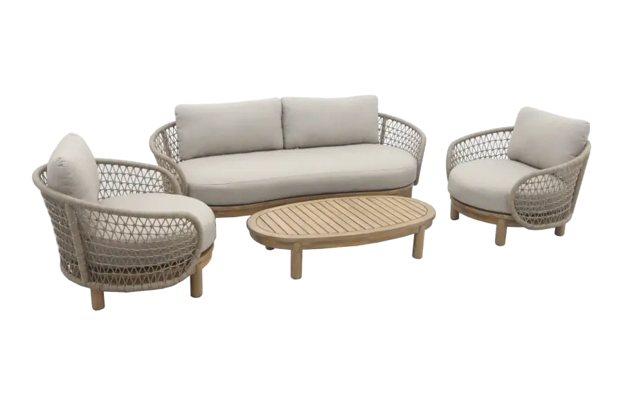 Lounge-Set Maka | 4-teilig | Sand | Akazienholz