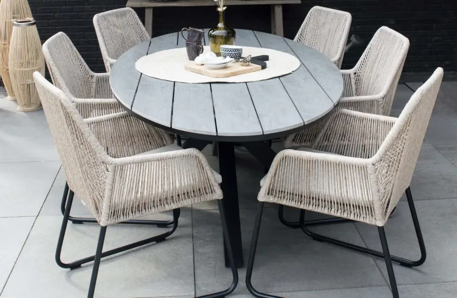 Ovaler Gartentisch | Limasol 180 x 115 cm | Polywood & Aluminium | Grau