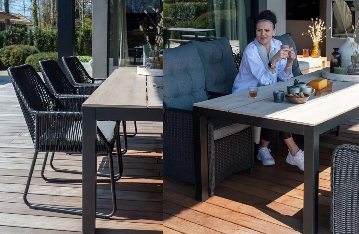 5-teiliges Gartenset | 4 Pisa Gartenstühle | Limasol Gartentisch | 180 cm