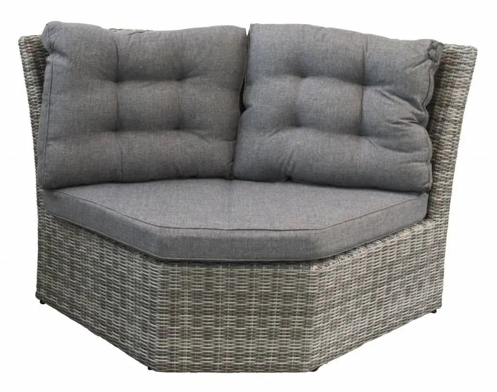 Dublin XL hoekelement-Ash Grey-wicker-aluminium frame-grey loungekussen-dikke loungekussens