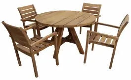 5-Teiliges rundes Garten-Set | 4 Bulu Gartenstühle | ⌀120cm Jakarta Gartentisch
