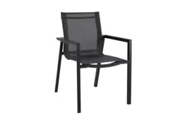 Stapelbarer Gartenstuhl | Delia | Textil | Schwarz