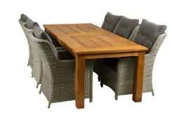 7-teiliges Gartenset | 6 Gartenstühle Dublin | Jakarta Gartentisch 240 cm