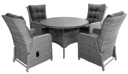 5-teiliges Gartenset | 4 verstellbare Dublin Gartenstühle | Limasol Gartentisch | 180 cm | Oval