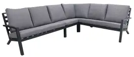 4-teiliges Ecklounge-Set | Bezano | Mattschwarz / Grau | Aluminium