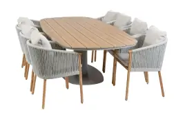 9-teiliges Garten-Set | 8 Es Vedra Gartenstühle (Teak) | 260 cm Tower Gartentisch (Camel)