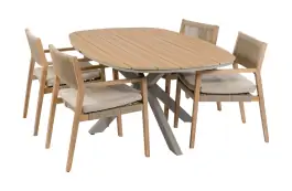 9-teiliges Garten-Set | 8 Felline Gartenstühle | 280 cm Cadiz Gartentisch | Akazienholz & Camel