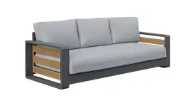 Lounge-Sofa Fosega | 3-Sitzer | Mattschwarz / Steingrau | Aluminium