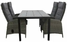 5-teiliges Gartenset | 4 verstellbare Palermo Stühle | Limasol Gartentisch 160 oder 180 cm