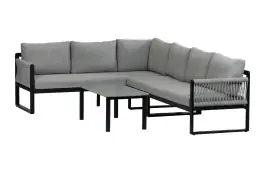 Ecklounge-Set Reims | Links | Schwarz & Sand