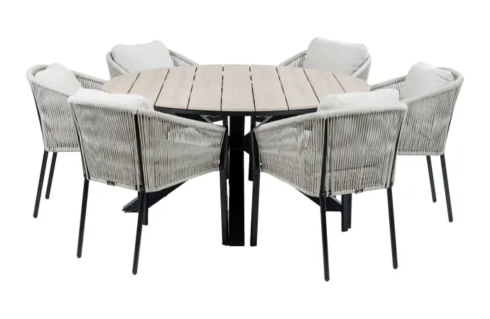 Ronde-tuinset-Elvira-Black-Polywood-tafelblad-4-seizoenen-tuinmeubelen
