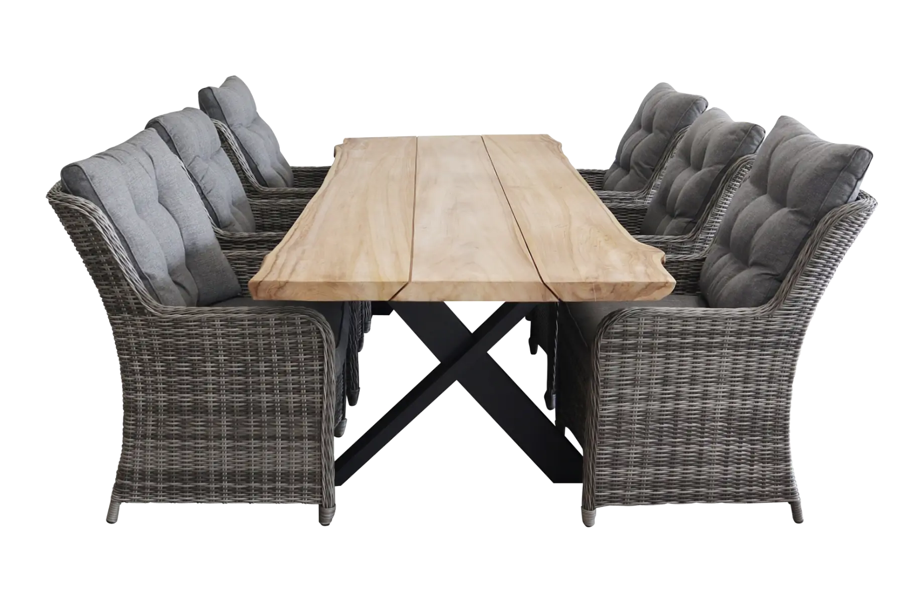 Dublin tuinset-7 delige tuinset-Pohon tuintafel-aluminium frame-Dublin tuinstoel-Ash Grey-wicker vlechtwerk