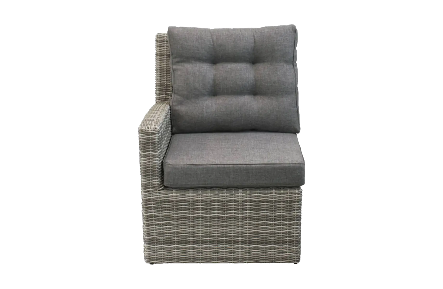 Dublin bankdeel rechts-Ash Grey-aluminium frame-wicker-grey loungekussens